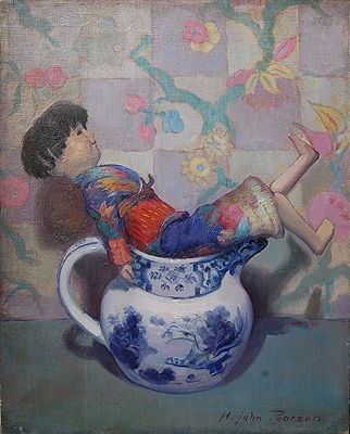 Still Life of  a Jug and Japanese Doll