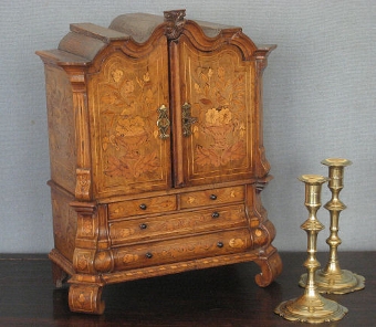 Antique  miniature marquetry cabinet
