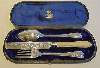 Antique English Sterling Silver Child's Set - Exeter 1869