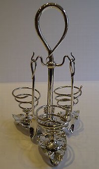 Antique English Silver Plated Egg Cruet For Three c.1910