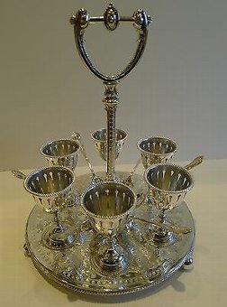 Antique English Silver Plated Egg Cruet For Six c.1890