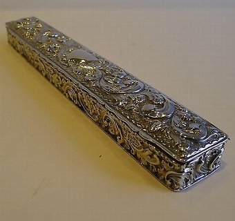 Long Antique English Sterling Silver Box, Chester 1900