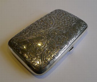 Large Antique English Sterling Silver Cigar Case by Walker & Hall - 1903
