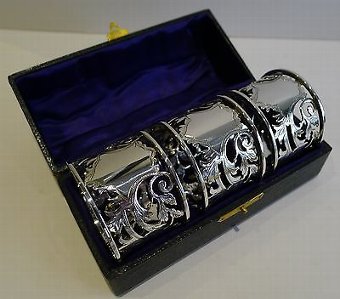 Stunning Set 3 English Sterling Silver Napkin Rings - 1913