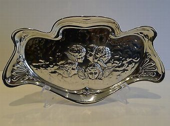 Large Antique English Art Nouveau Sterling Silver Tray - Reynold's Angels - 1907
