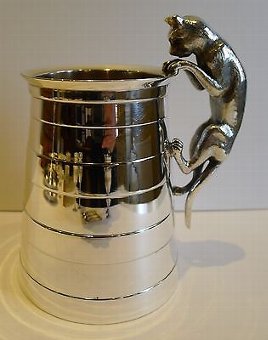 Rare Antique English Novelty Figural Tankard - Cat, Reg. For 1875
