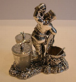 Antique Fabulous Figural Wine Related Cruet Set - Registered 1871 - Silver Plated