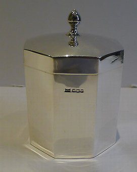 A Fine English Sterling Silver Tea Caddy by Walker & Hall