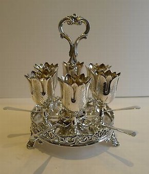 Antique English Silver Plated Egg Cruet For Six by HAWKSWORTH, EYRE & CO. c.1880