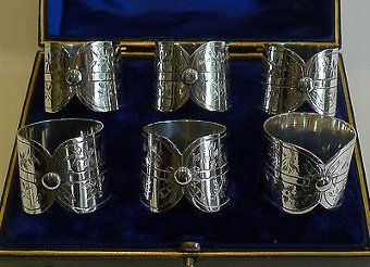 Unusual Pretty Antique English Napkin Rings c.1900 in Silver Plate