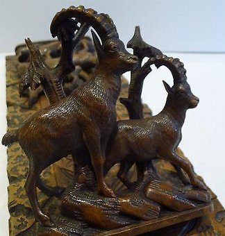 Large Antique Black Forest Figural Book Slide / Expanding Book Ends c.1890