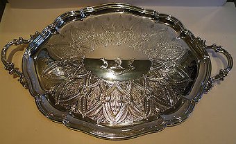 Magnificent Large Antique English Silver Plated Tray by Elkington & Co - 1892