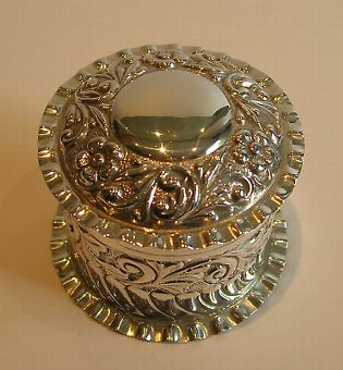 Antique English Sterling Silver Cylindrical Box - 1902