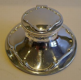 Antique English Art Nouveau Capstan Inkwell - Sterling Silver - 1911