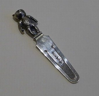 English Sterling Silver Bookmark - 1923 - Teddy Bear