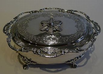 Pretty Antique English Sterling Silver Jewelry Box - 1906