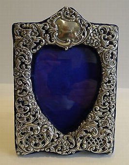 Stunning Antique English Sterling Silver Heart Photograph Frame