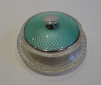 Charming Little Cut Crystal, Sterling Silver & Enamel Box