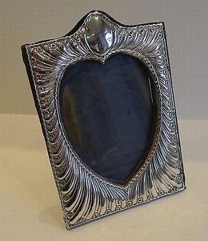 Antique English Sterling Silver Heart Photograph Frame by William Comyns