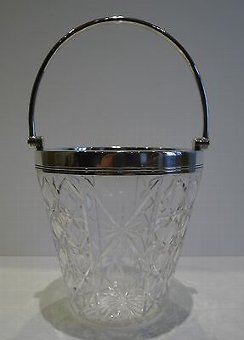 Antique English Cut Crystal & Silver Plated Ice Bucket c.1910