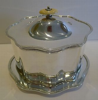 Antique English Silver Plated Biscuit Box by Harrods, London, c.1880