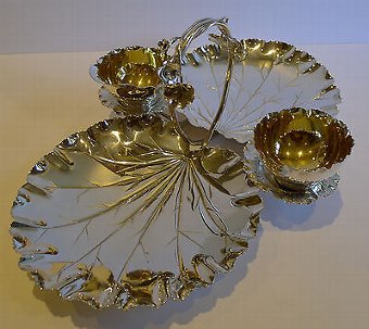 Top Notch Strawberry & Cream Set in Silverplate by Hukin & Heath c.1892