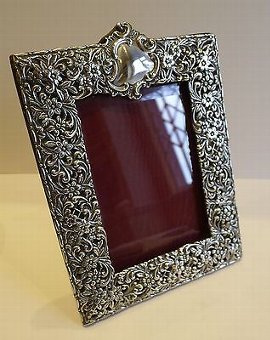Stunning Large Antique English Sterling Silver Photograph Frame