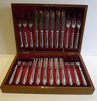 Set Twelve Antique English Fish Knives & Forks by Allen & Darwin