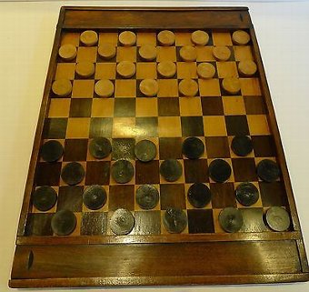 Antique French Chess / French Checkers Board c.1860