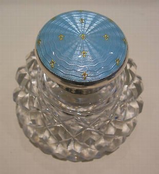 Sterling Silver and Enamel Topped Inkwell - 1913