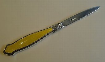 Fabulous Sterling Silver & Guilloche Enamel Letter Opener - 1933