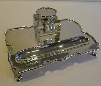 English Sterling Silver Inkstand / Inkwell - 1936