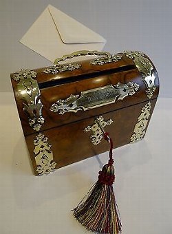 Antique English Desk-Top Letter / Correspondence Box - Answered & Unanswered