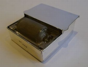 Rare Sterling Silver & Glass Combination Postage Stamp Box & Moistener