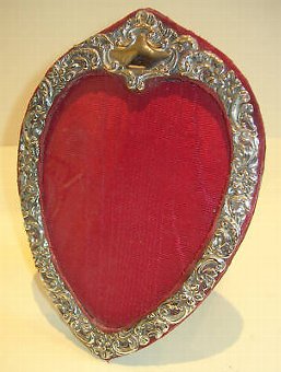 Antique English Sterling Silver Heart Photograph Frame