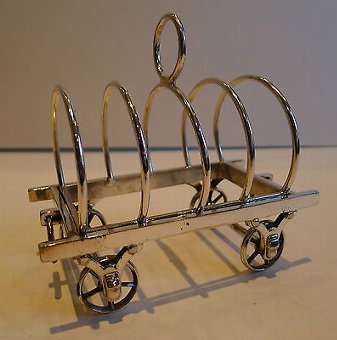 Rare Antique English Figural Toast Rack - Wagon / Caravan - Reg. 1879