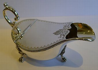 Antique English Silver Plated Spoon Warmer c,1880 - Sauce Boat Shaped