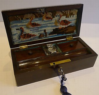 Antique Unusual English William IV Fitted Rosewood Travel Writing Box c.1830