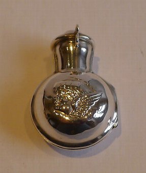Victorian English Sterling Silver Perfume Bottle - Cherub or Angel Decoration