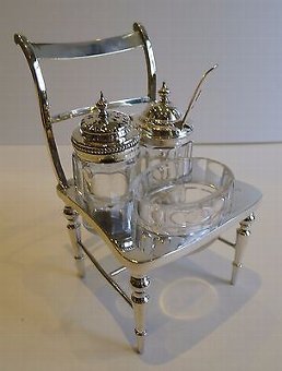 Rare Antique English Novelty Cruet In Silver Plate - Registered For 1877