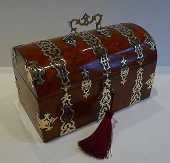 Antique English Brass Mounted Casket by Halstaff & Hannaford c.1860