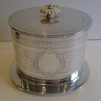 Antique English Silver Plated Biscuit Box c.1880