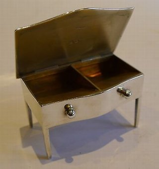 Antique English Novelty Sterling Silver Postage Stamp Box - 1909