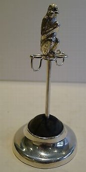 Rare Figural Antique Hatpin & Ring Holder - Monkey - 1909