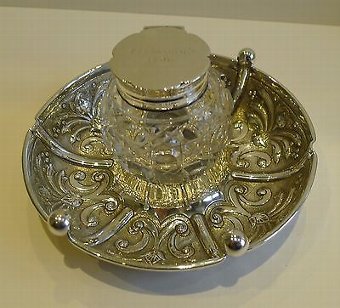 Antique Handsome Antique English Sterling Silver Inkwell - 1906