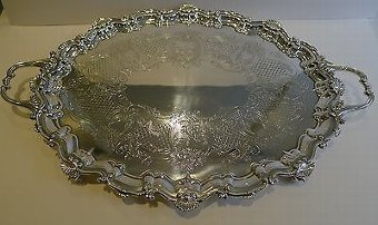 Antique English Silver Plated Serving Tray by Barker Brothers c.1890
