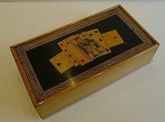 Antique First Period Tunbridge White Wood Card Box c.1810
