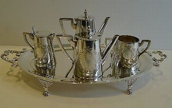 Rare Antique English Novelty Cruet Set - Miniature Tea Set on Tray