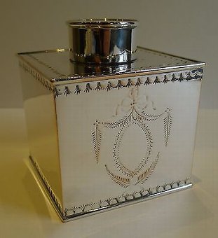 Scottish Sheffield Plate Tea Caddy by Alexander Scott of Glasgow c.1920
