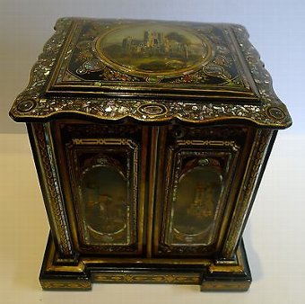 Grandest Antique English Papier Mache Drinks Cabinet c.1880